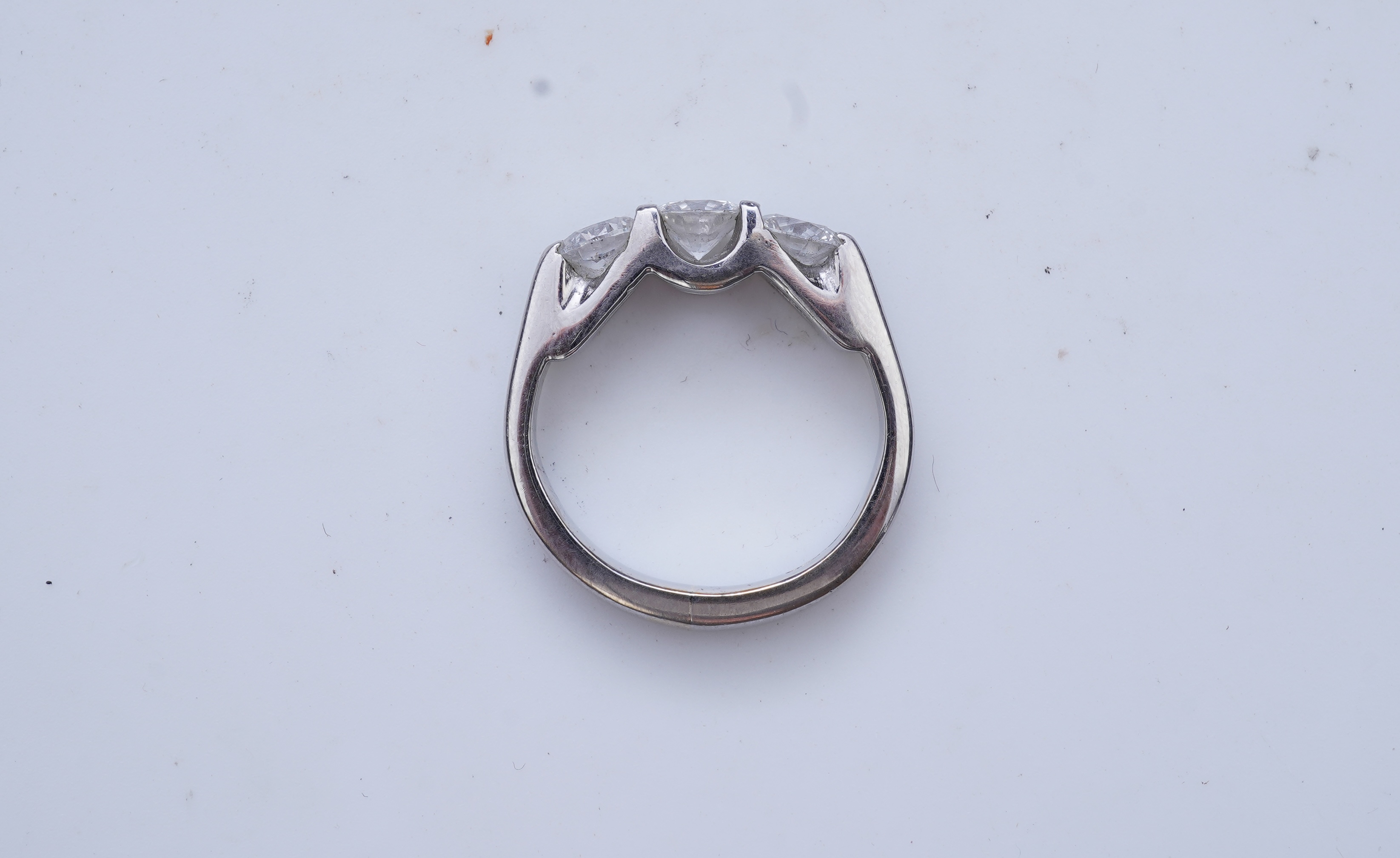A three-stone diamond ring